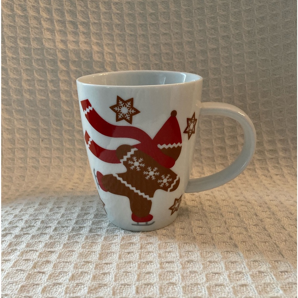 Crate&Barrel Skating Gingerman With Snowflakes Mug